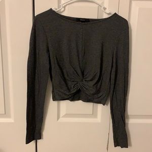 Forever 21 grey long sleeve crop top